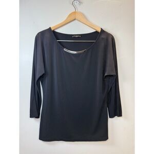 Lafayette 148 Black 3/4 Sleeve Women's Size Medium Office Casual Blouse Top